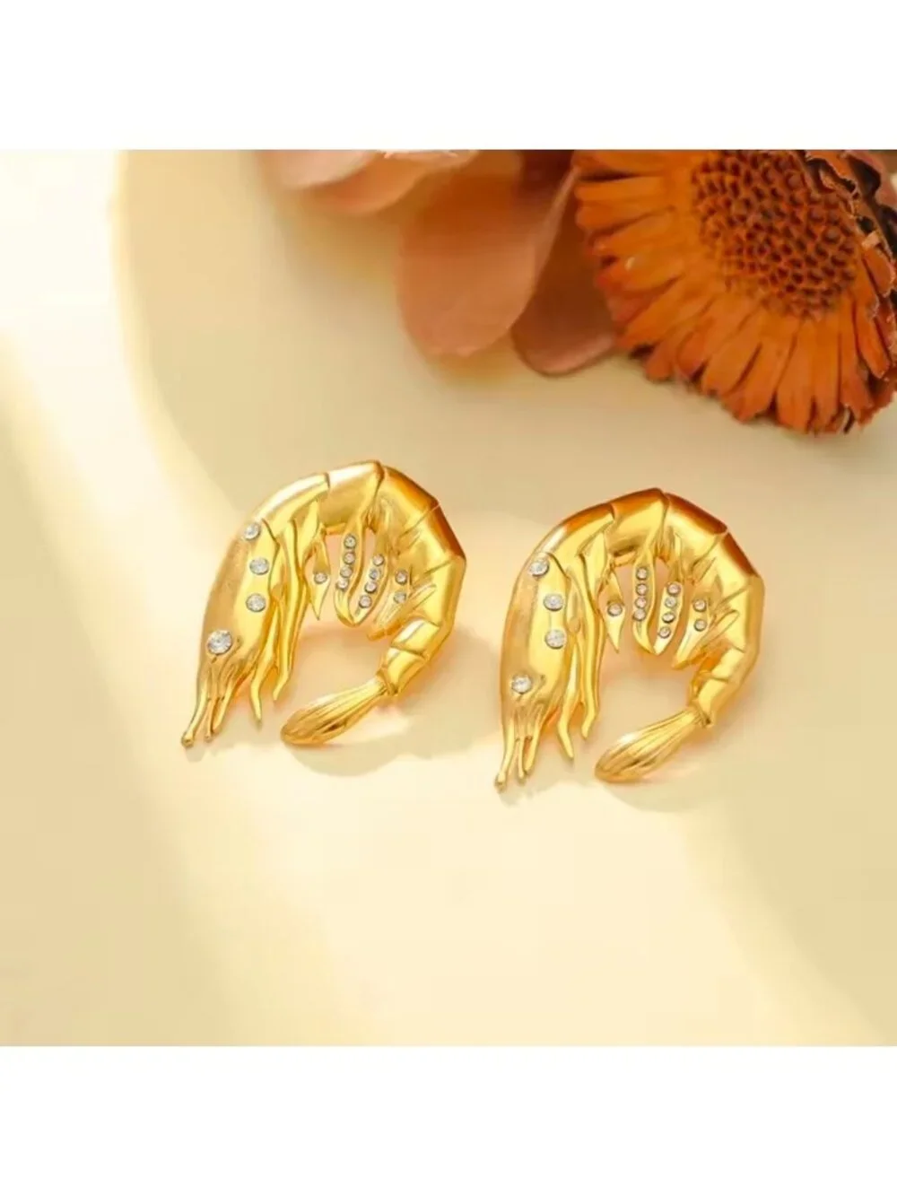 Gold Shrimp Hook Earrings